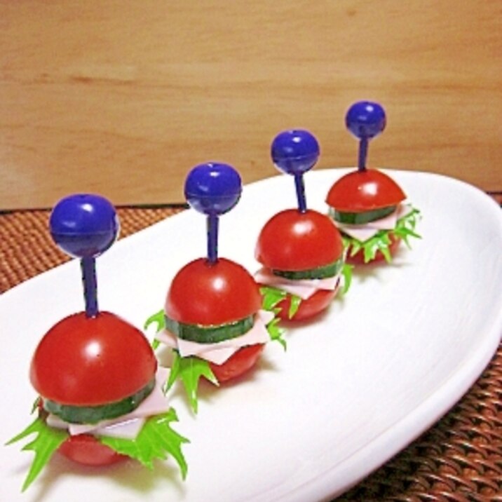 簡単!! カワイ~♡ミニトマトバーガー♪